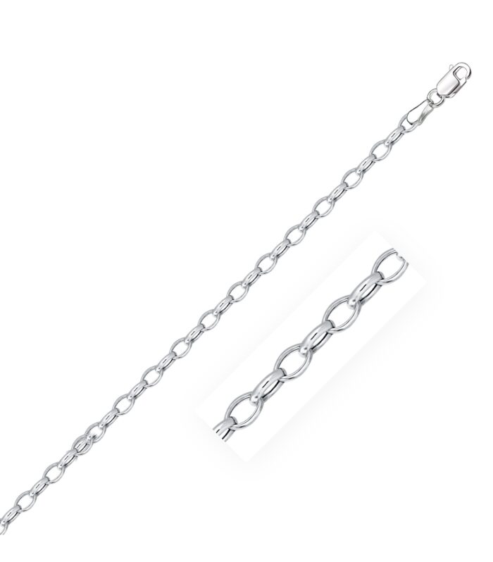 14k White Gold Oval Rolo Bracelet  (3.20 mm)