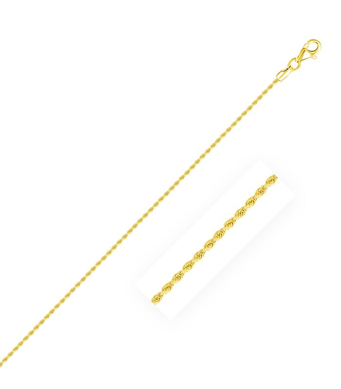 14k Yellow Gold Solid Diamond Cut Rope Bracelet (1.60 mm)
