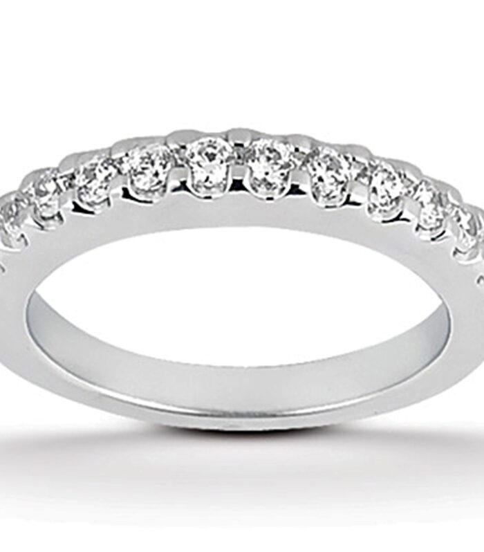 14k White Gold Shared Prong Diamond Wedding Ring Band