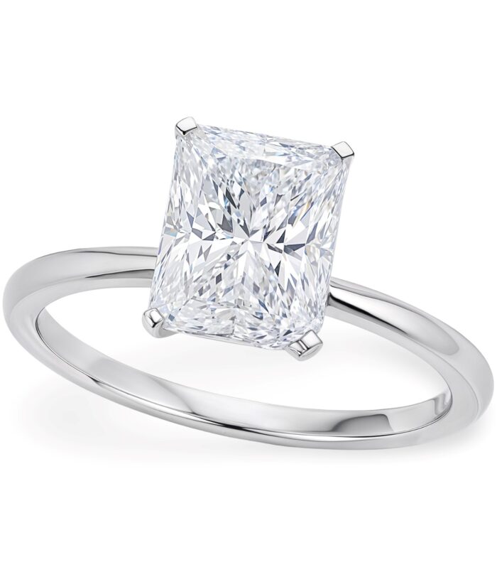 3 Carat Radiant Lab Grown IGI G/VS1 Diamond Solitaire Ring in 10K White Gold