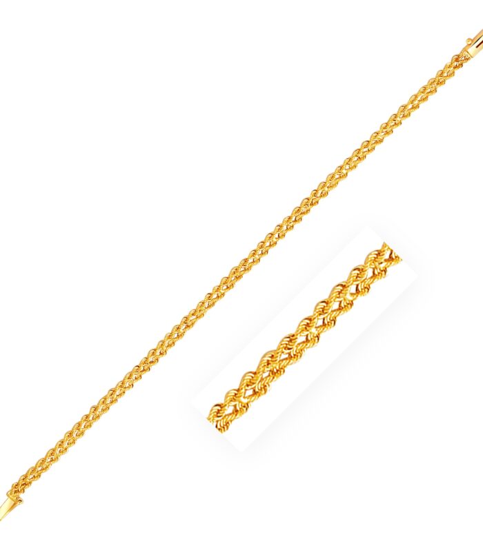 14k Yellow Gold Two Row Rope Bracelet  (3.90 mm)