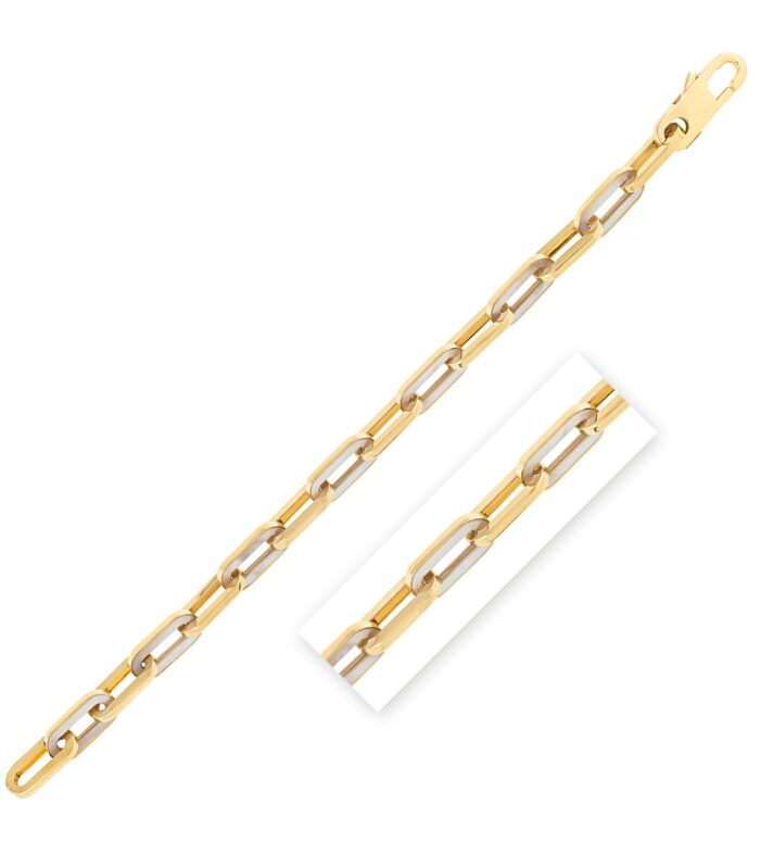 14k Yellow Gold MOP Paperclip Gem Link Bracelet (7.00 mm)