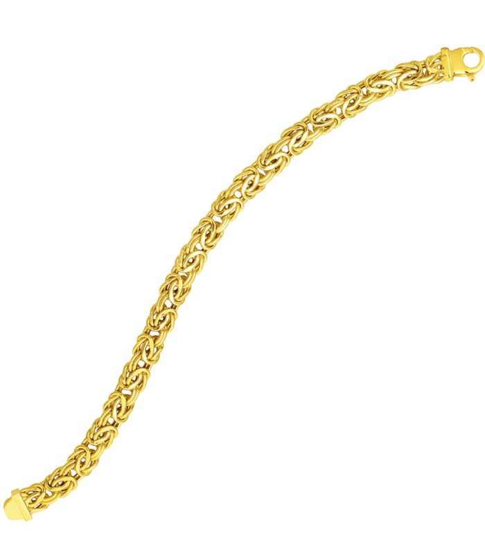 14k Yellow Gold Byzantine Link Stylish Bracelet (9.00 mm)