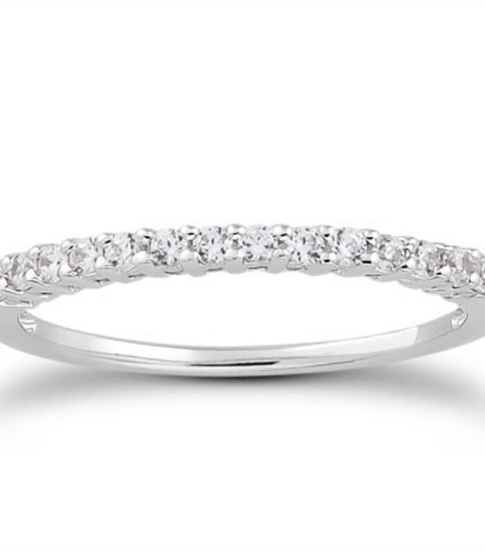 14k White Gold Shared Prong Diamond Wedding Ring Band with Airline Gallery
