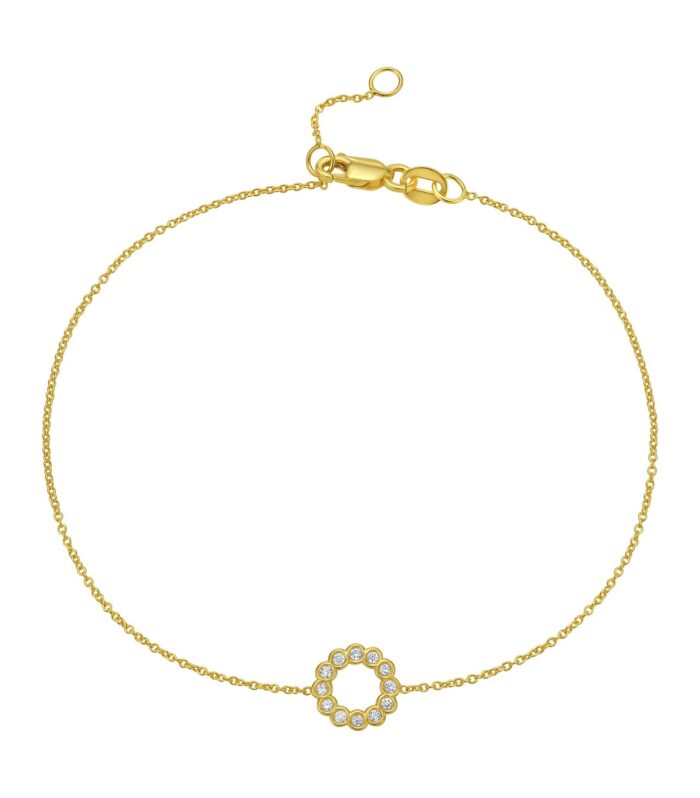 14K Yellow Gold Petite Diamond Circle Bracelet