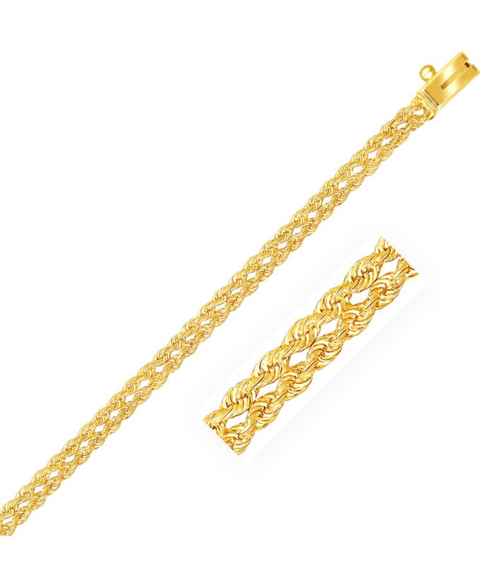 14k Yellow Gold Two Row Rope Bracelet  (3.40 mm)