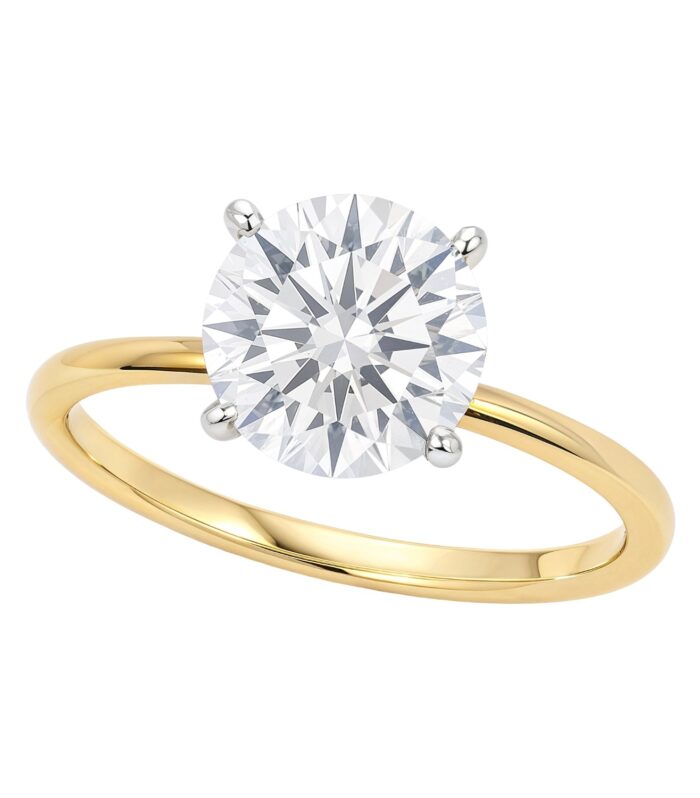 3 Carat Round Lab Grown IGI G/VS1 Diamond Solitaire Ring in 14K Yellow Gold