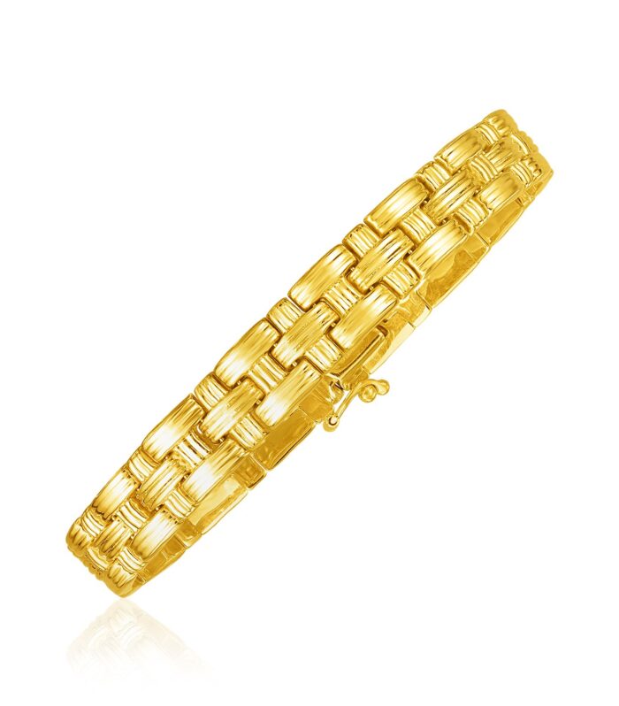 14k Yellow Gold Basket Weave Bracelet
