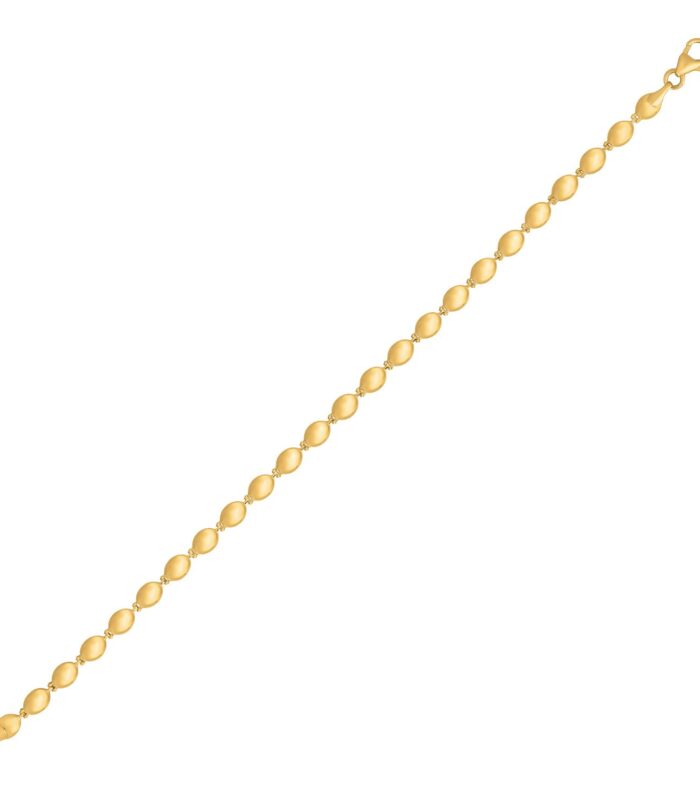 14K Yellow Gold Pebble Bead Chain Bracelet (4.00 mm)