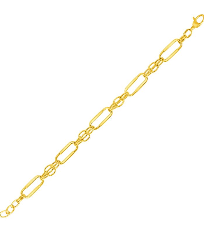 14k Yellow Gold Bracelet with Polished Rectangular Oval Links (8.20 mm)