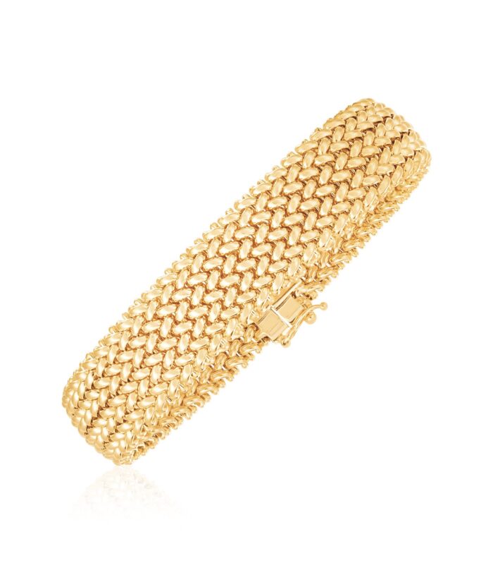 14k Yellow Gold High Polish Thick Braided Bracelet  (14.50 mm)