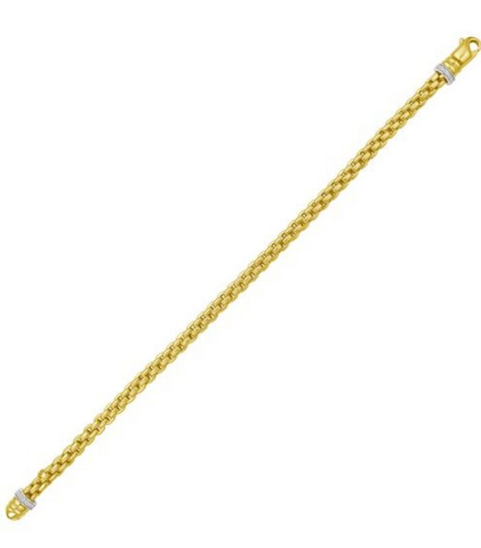 14K Yellow Gold Venetian Link Diamond Accented Clasp Bracelet