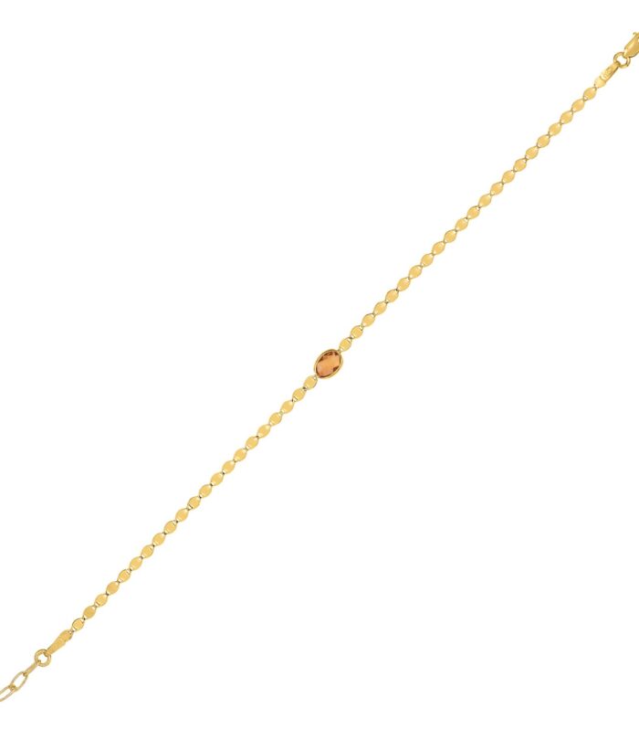 14K Yellow Gold Citrine Mirrored Chain Bracelet (2.20 mm)