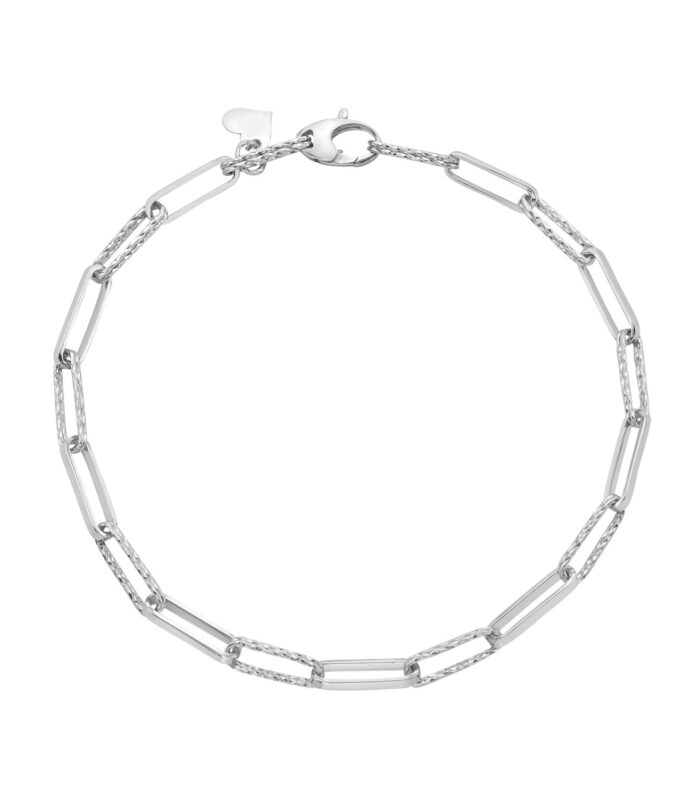 14K White Gold Mini Diamante Paperclip Bracelet (3.20 mm)