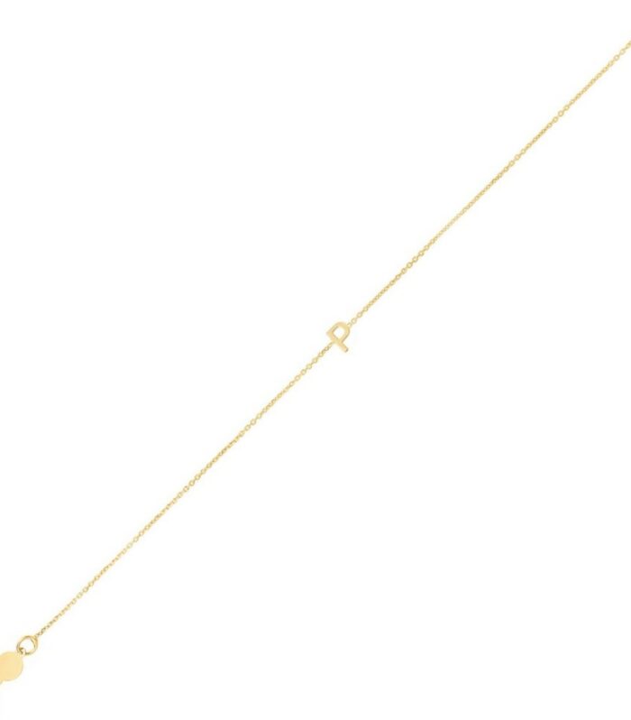 14K Yellow Gold Mini Initial P Bracelet