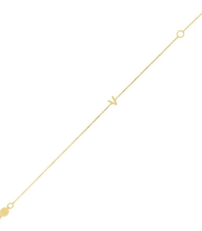 14K Yellow Gold Mini Initial V Bracelet