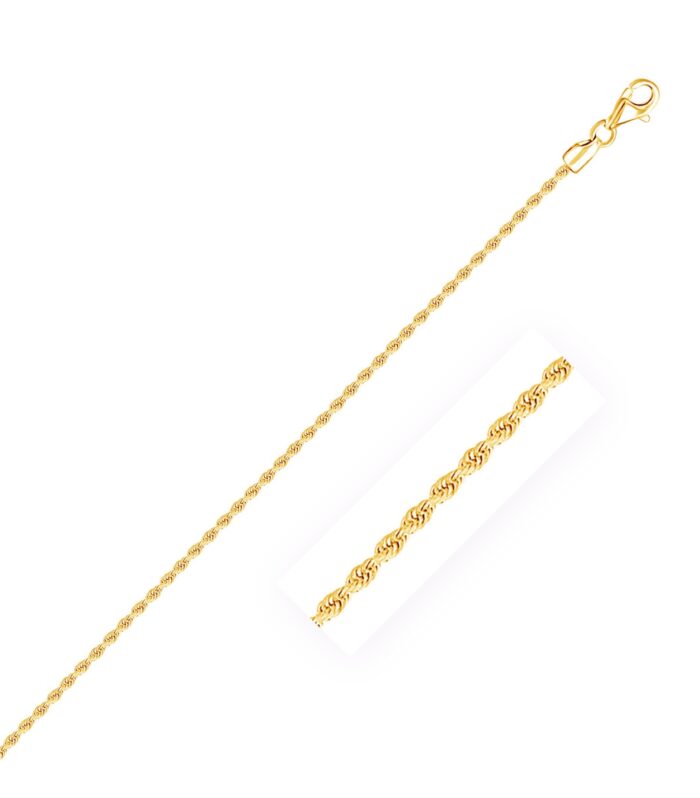 10k Yellow Gold Solid Diamond Cut Rope Bracelet (1.80 mm)