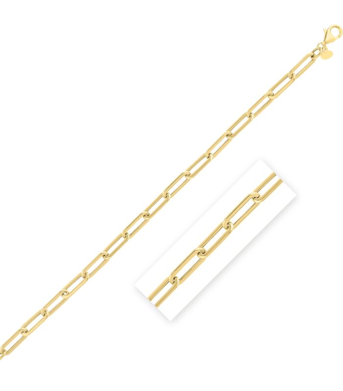 Long Domed Paperclip Bracelet in 14K Yellow Gold (4.80 mm)