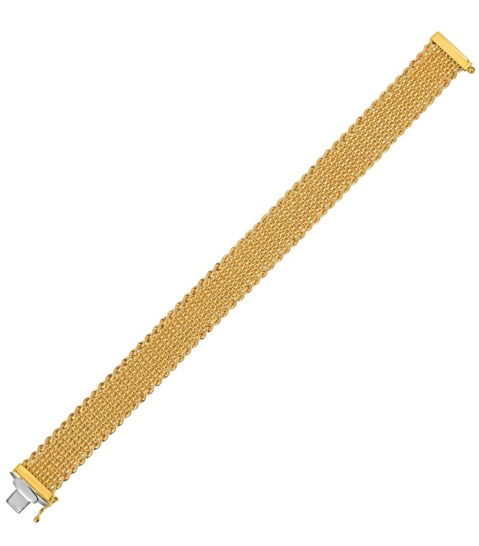 Diamond Cut Mesh Cleopatra Bracelet in 14K Yellow Gold