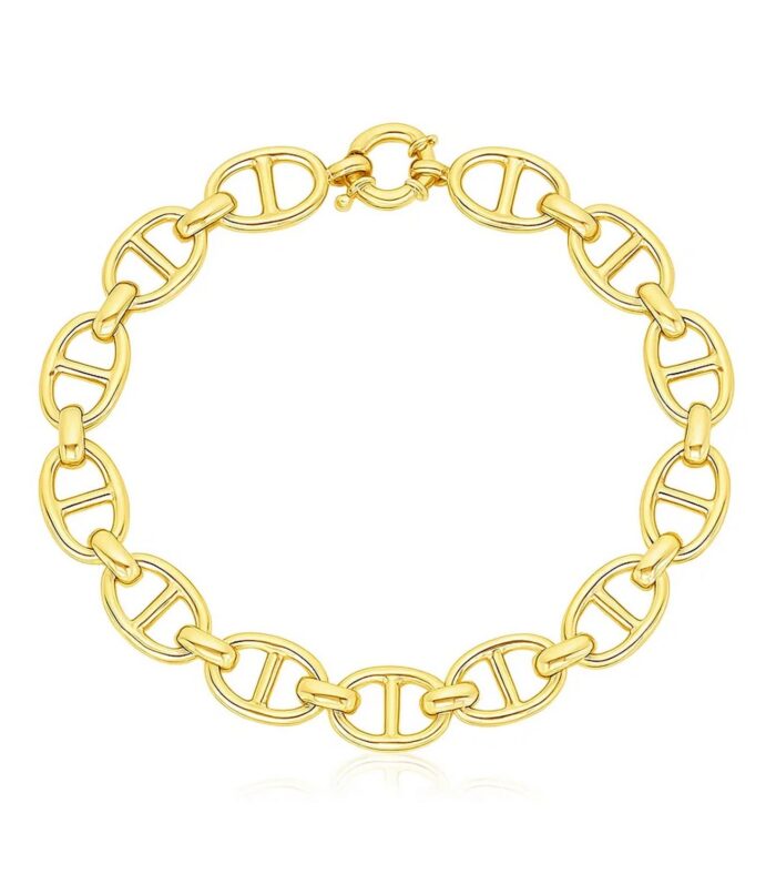 14k Yellow Gold High Polish Mariner Link Bracelet  (8.80 mm)