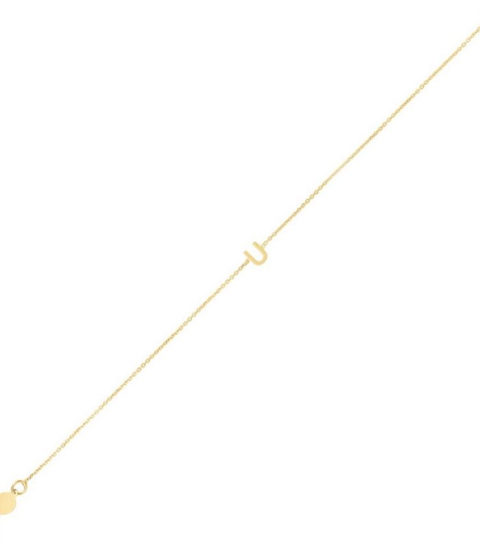 14K Yellow Gold Mini Initial U Bracelet