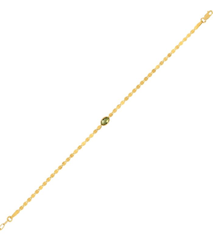 14K Yellow Gold Peridot Mirrored Chain Bracelet (2.20 mm)