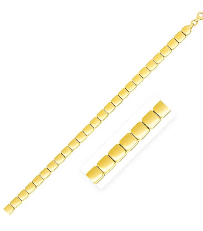 14k Yellow Gold High Polish Square Link Bracelet (6.00 mm)