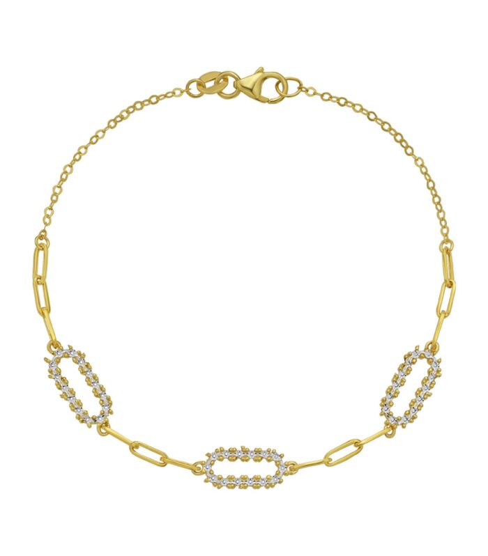 14K Yellow Gold Diamon Oro Paperclip Bracelet