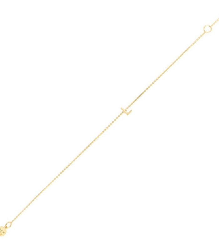 14K Yellow Gold Mini Initial L Bracelet