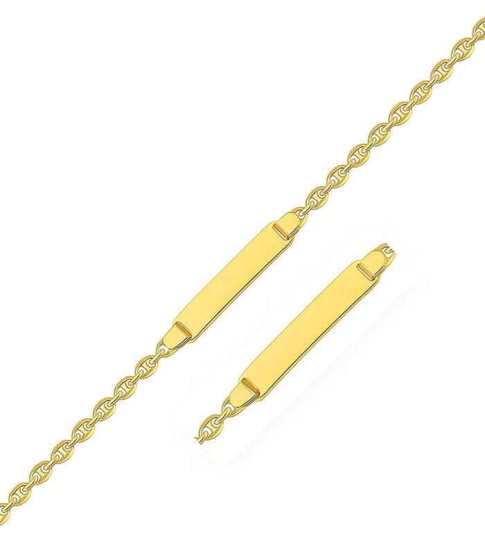 14k Yellow Gold Puffed Mariner Link Childrens ID Bracelet (3.30 mm)