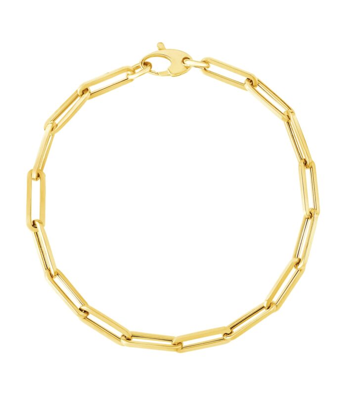 14K Yellow Gold Bold Paperclip Chain Bracelet (4.20 mm)