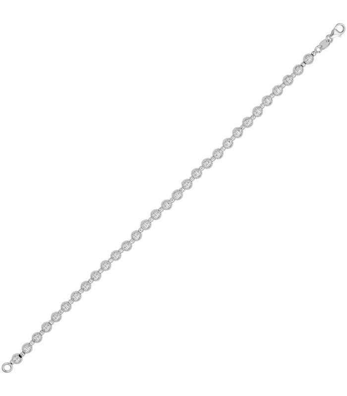 14K White Gold Disco Diamond Cut Bead Bracelet (4.00 mm)