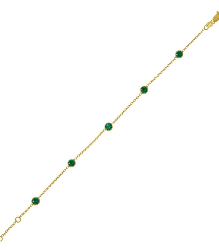 14K Yellow Gold Emerald Station Bracelet