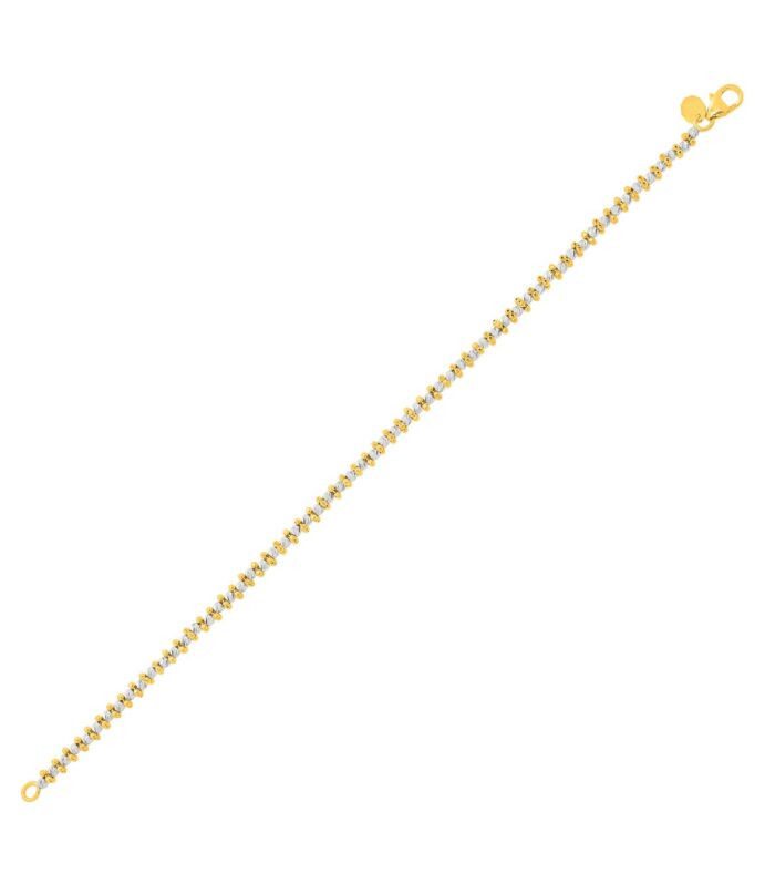Two Tone Pallina Bead Bracelet in 14K Gold (2.60 mm)