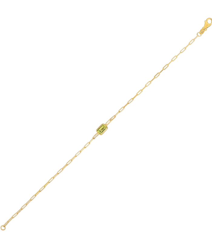 14K Yellow Gold Peridot Paperclip Bracelet (1.50 mm)