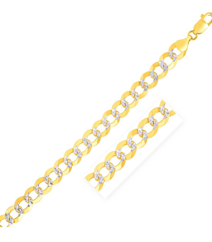 14k Two Tone Gold Pave Curb Bracelet (8.30 mm)
