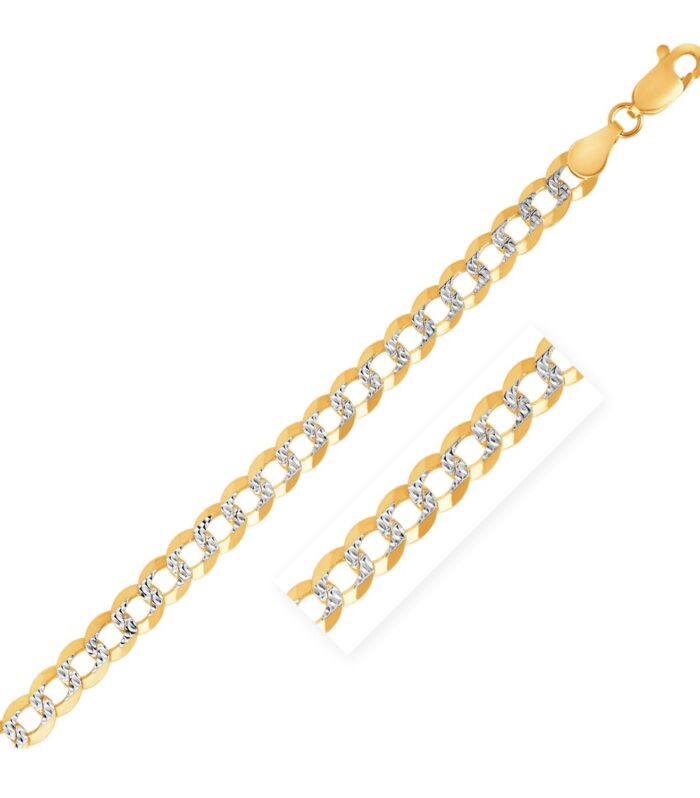 14k Two Tone Gold Pave Curb Bracelet (3.60 mm)