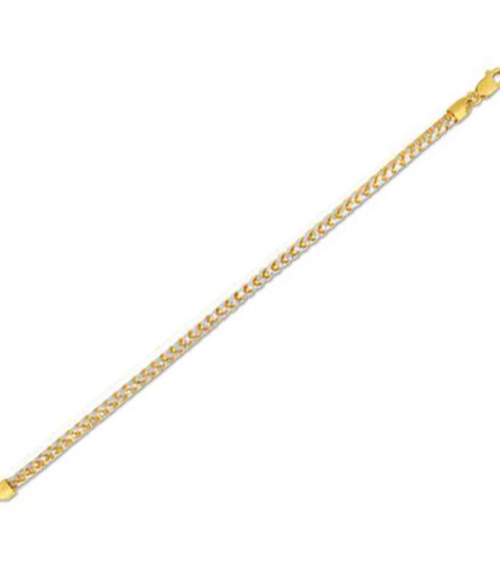 Round Pave Franco Chain Bracelet in 14k Yellow Gold  (4.00 mm)