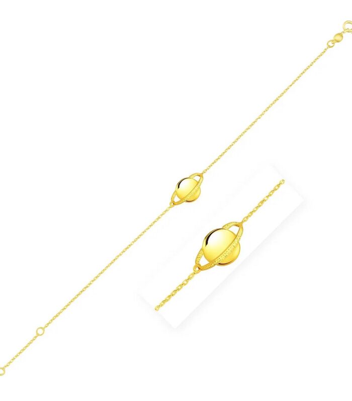 14K Yellow Gold Saturn Bracelet