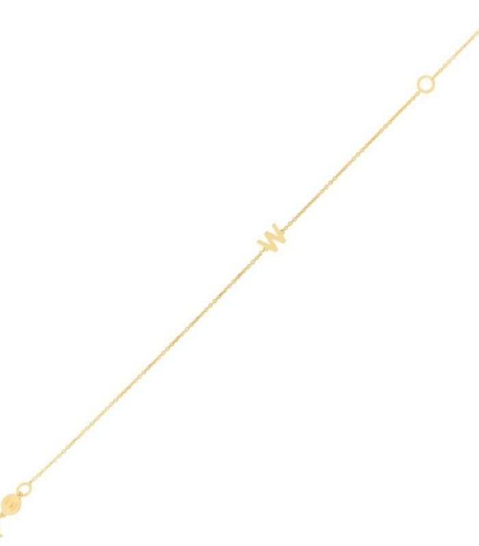 14K Yellow Gold Mini Initial W Bracelet