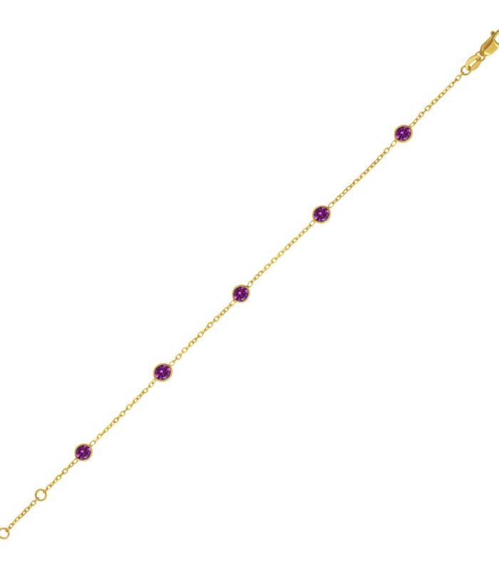 14K Yellow Gold Pink Sapphire Station Bracelet