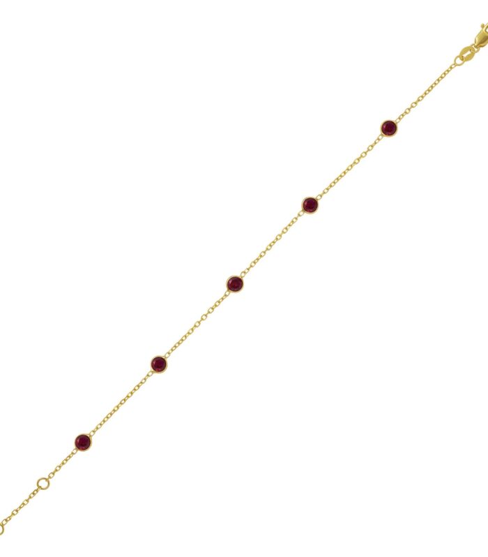 14K Yellow Gold Ruby Station Bracelet