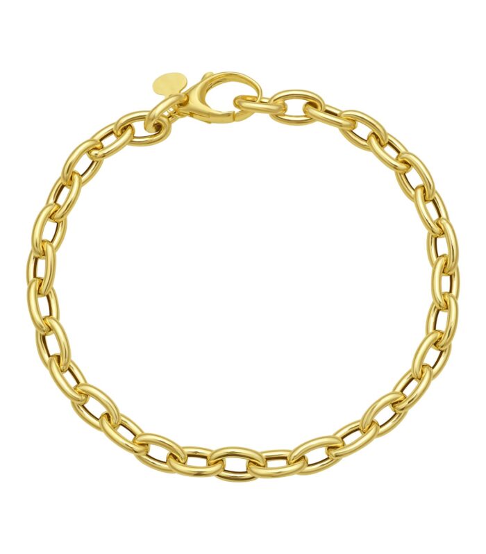 14K Yellow Gold Charm Lock Rolo Chain Bracelet (5.10 mm)
