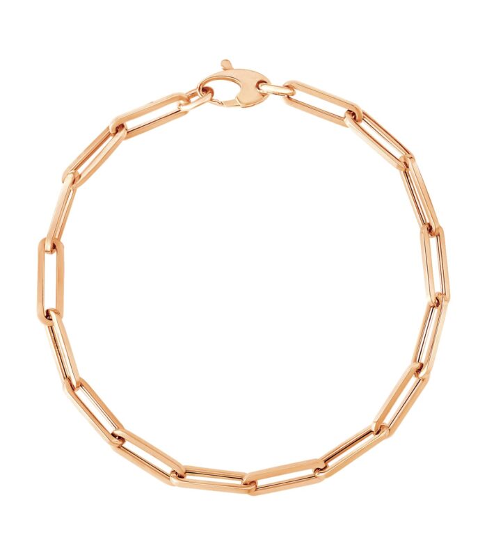 14K Rose Gold Bold Paperclip Chain Bracelet (4.20 mm)