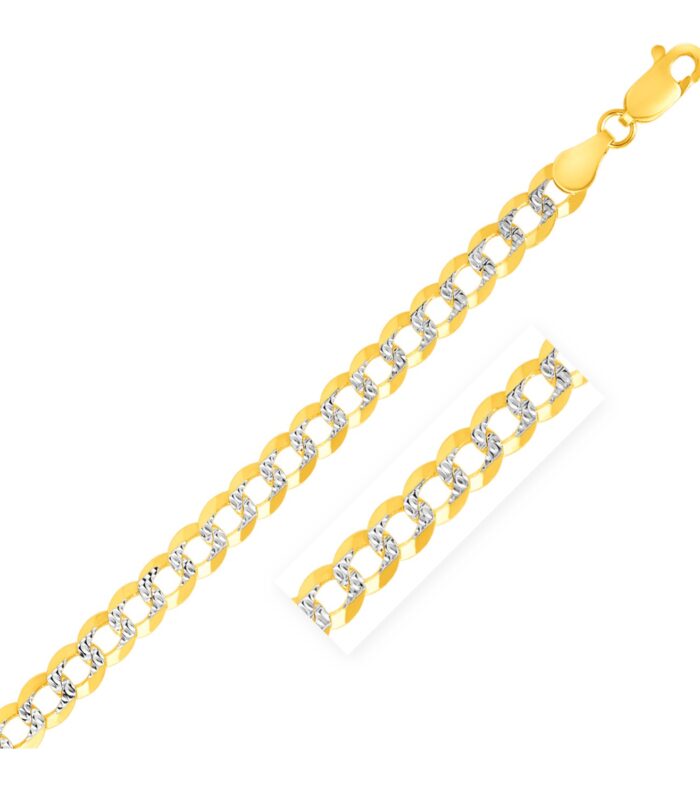 14k Two Tone Gold Pave Curb Bracelet (4.60 mm)