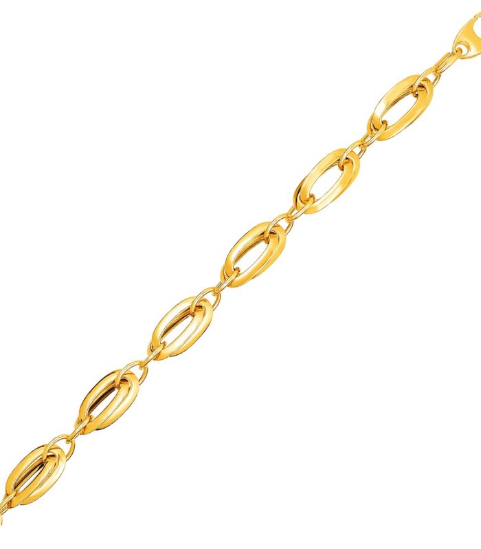 14k Yellow Gold Bracelet with Long Double Oval Links (8.20 mm)