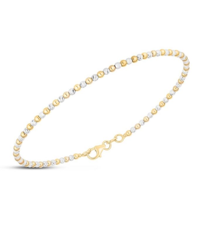 14K Two Tone Gold Pallina Bead Bracelet (2.10 mm)