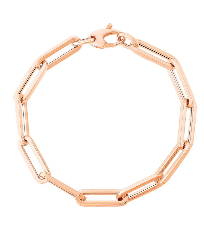 14K Rose Gold Extra Wide Paperclip Chain Bracelet (6.10 mm)