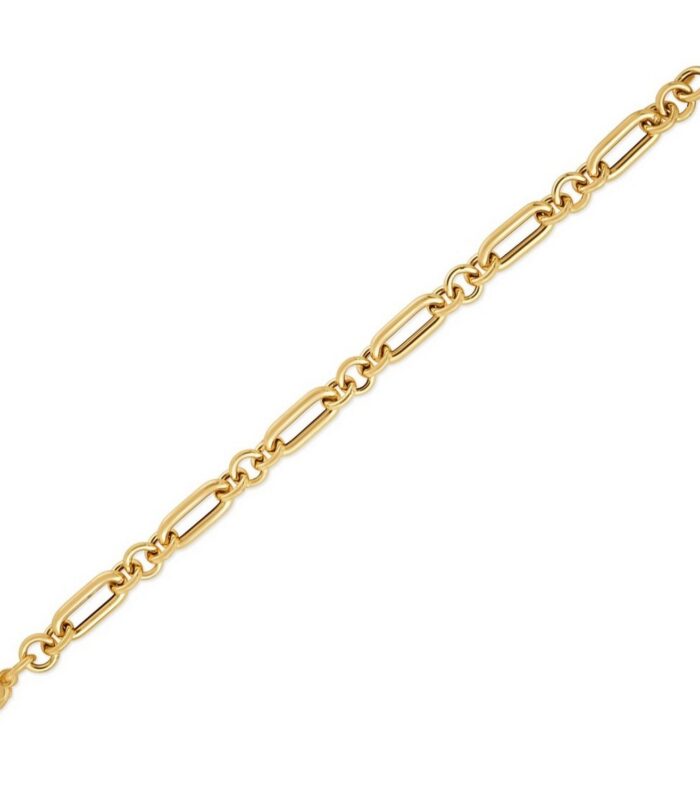 14k Yellow Gold Italian Alternating Paperclip Round Links Bracelet (8.00 mm)