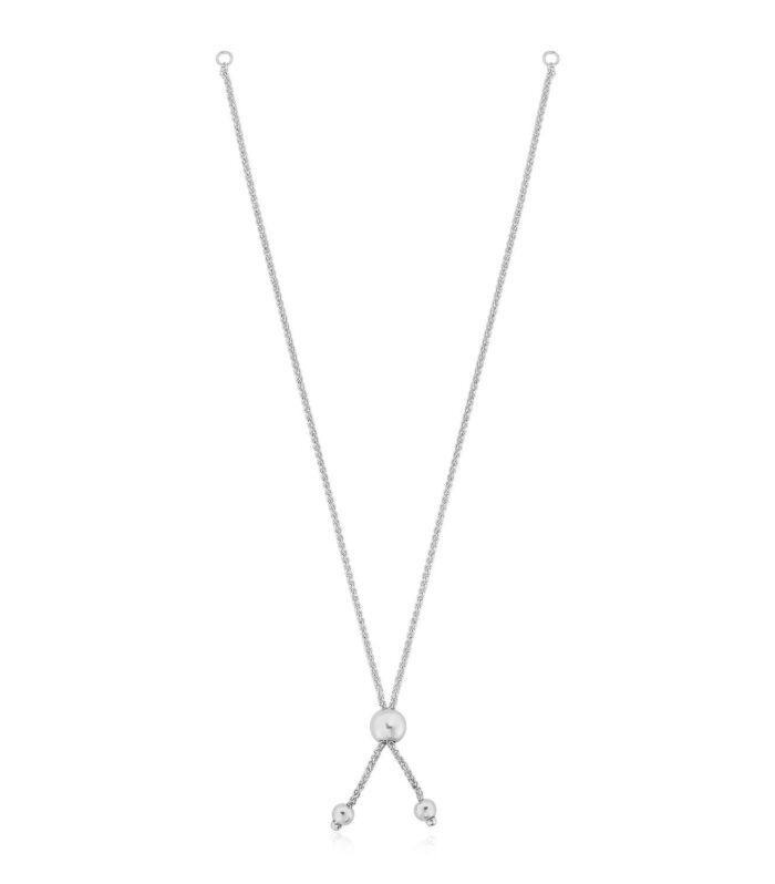 14k White Gold Adjustable Friendship Bracelet Chain with Ball Slide